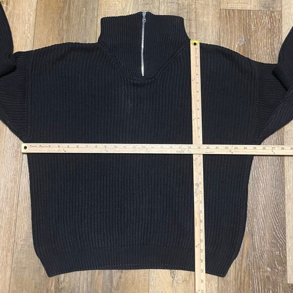 VTG Body Equip Zip Neck Heavy Knit Ramie Cotton Sweater XL Black Boxy Oversized - Picture 6 of 6